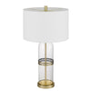 Table Lamp Set of 2 | Glass Dome Body | Off White Shade | Antique Brass