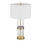 Table Lamp Set of 2 | Glass Dome Body | Off White Shade | Antique Brass