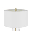 Table Lamp Set of 2 | Glass Dome Body | Off White Shade | Antique Brass