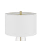 Table Lamp Set of 2 | Glass Dome Body | Off White Shade | Antique Brass