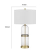 Table Lamp Set of 2 | Glass Dome Body | Off White Shade | Antique Brass