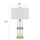 Table Lamp Set of 2 | Glass Dome Body | Off White Shade | Antique Brass