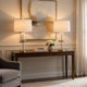 Table Lamp Set of 2 | Glass Dome Body | Off White Shade | Antique Brass