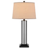 Table Lamp Set of 2 | Beige Drum Shade | Black Glass Pedestal Base