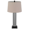 Table Lamp Set of 2 | Beige Drum Shade | Black Glass Pedestal Base