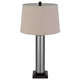 Table Lamp Set of 2 | Beige Drum Shade | Black Glass Pedestal Base