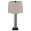 Table Lamp Set of 2 | Beige Drum Shade | Black Glass Pedestal Base