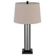 Table Lamp Set of 2 | Beige Drum Shade | Black Glass Pedestal Base
