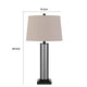 Table Lamp Set of 2 | Beige Drum Shade | Black Glass Pedestal Base