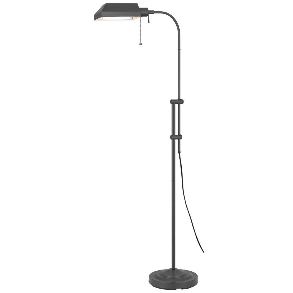 Arc Floor Lamp with Pull Chain | 42-58" Adjustable Pole | Gray Metal