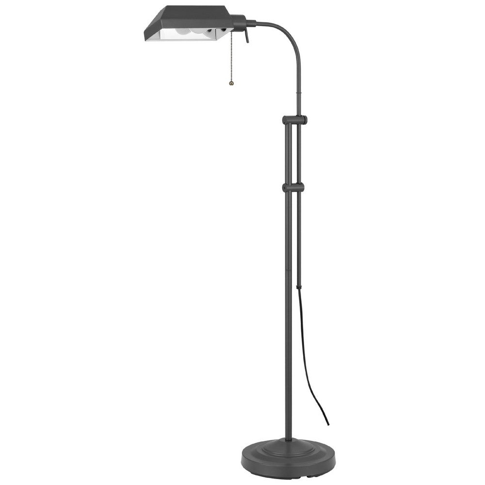 Arc Floor Lamp with Pull Chain | 42-58" Adjustable Pole | Gray Metal