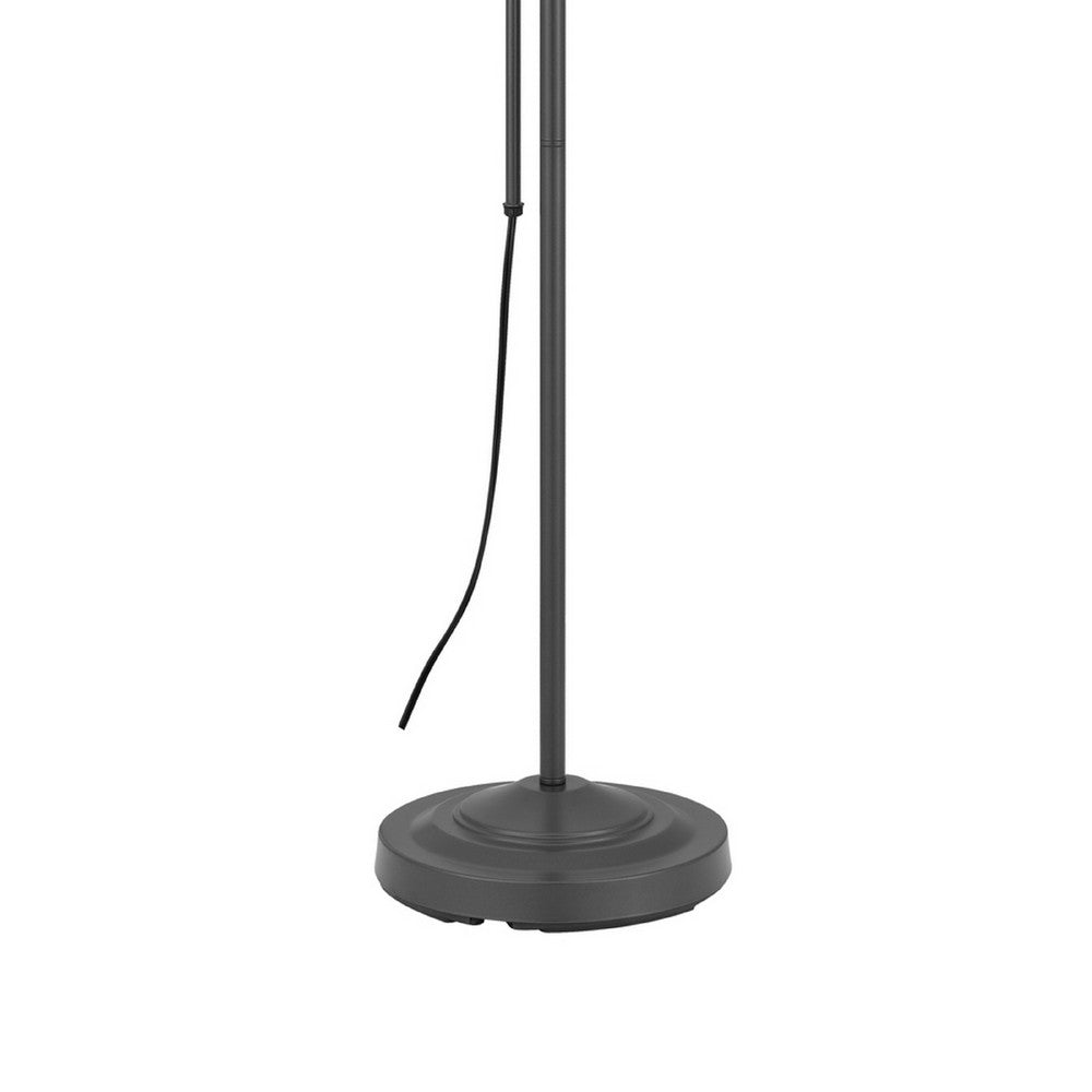 Arc Floor Lamp with Pull Chain | 42-58" Adjustable Pole | Gray Metal