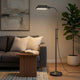 Arc Floor Lamp with Pull Chain | 42-58" Adjustable Pole | Gray Metal