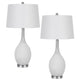 Table Lamp Set of 2 | Sculpted Slim Neck Glass Base | Off White Shade