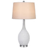 Table Lamp Set of 2 | Sculpted Slim Neck Glass Base | Off White Shade