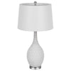 Table Lamp Set of 2 | Sculpted Slim Neck Glass Base | Off White Shade