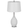 Table Lamp Set of 2 | Sculpted Slim Neck Glass Base | Off White Shade