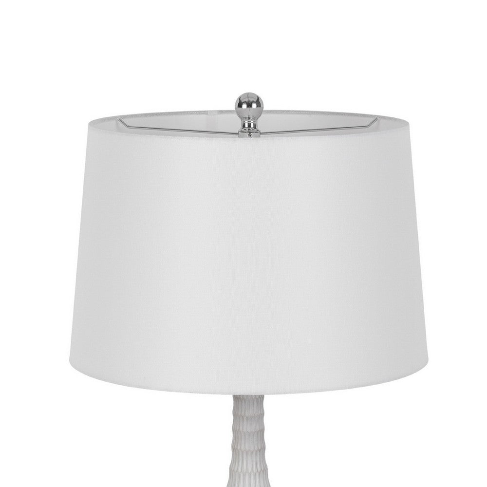 Table Lamp Set of 2 | Sculpted Slim Neck Glass Base | Off White Shade