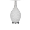 Table Lamp Set of 2 | Sculpted Slim Neck Glass Base | Off White Shade