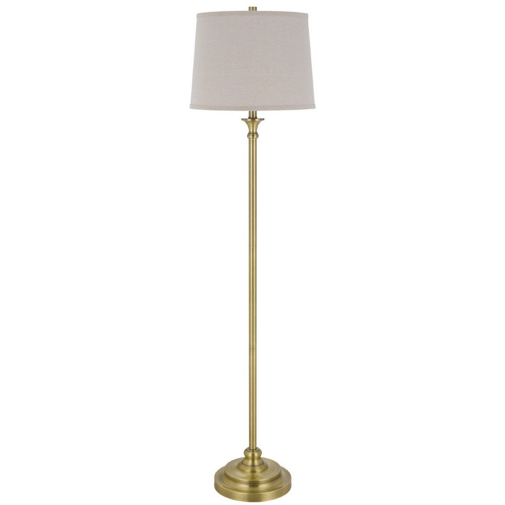 Floor Lamp with Light Gray Hardback Linen Shade | 61" Antique Brass
