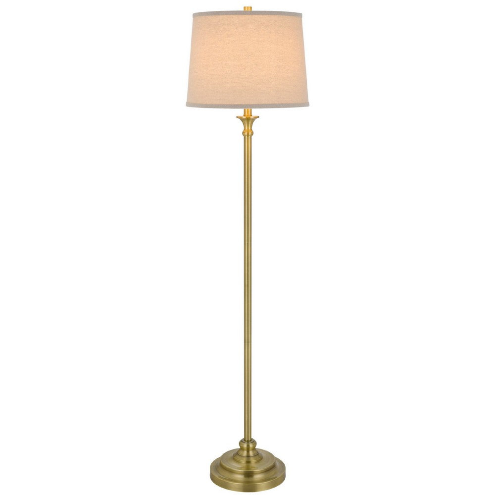 Floor Lamp with Light Gray Hardback Linen Shade | 61" Antique Brass