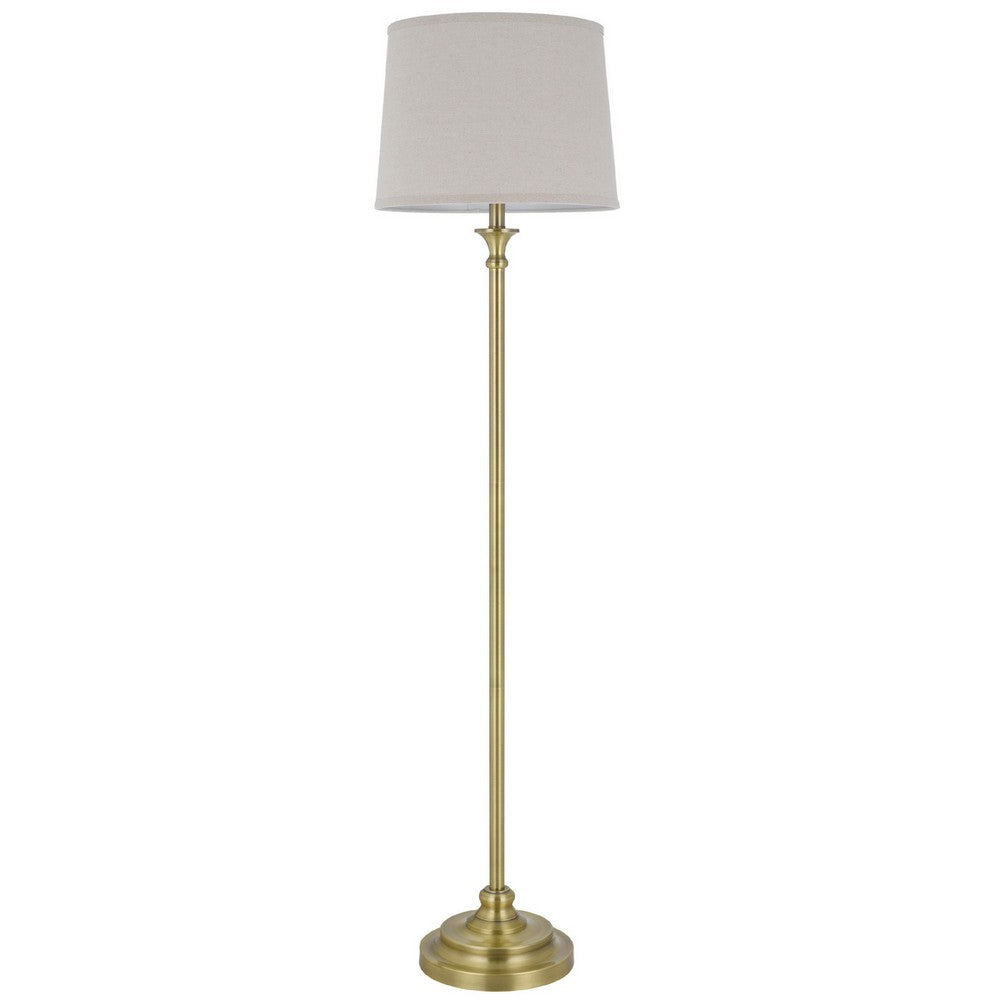 Floor Lamp with Light Gray Hardback Linen Shade | 61" Antique Brass