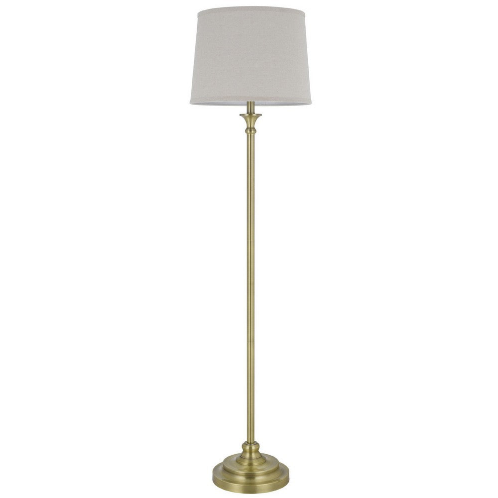 Floor Lamp with Light Gray Hardback Linen Shade | 61" Antique Brass
