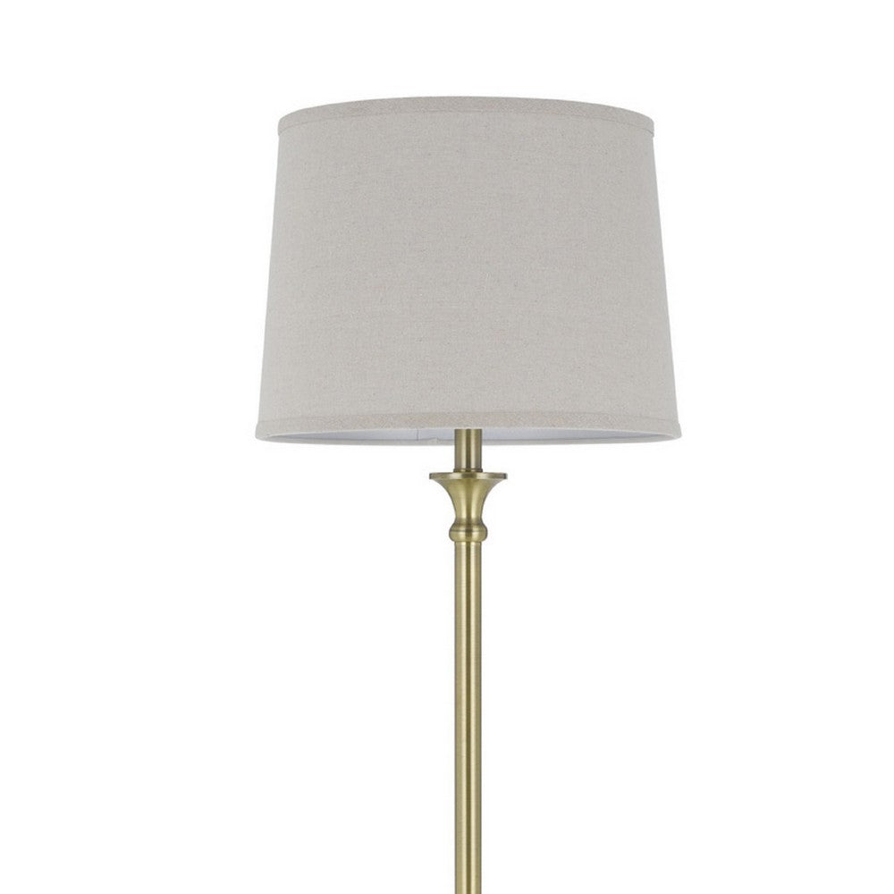 Floor Lamp with Light Gray Hardback Linen Shade | 61" Antique Brass