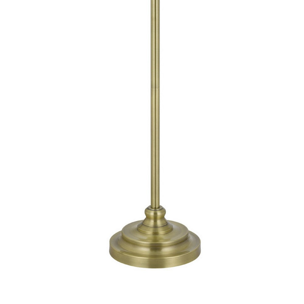 Floor Lamp with Light Gray Hardback Linen Shade | 61" Antique Brass