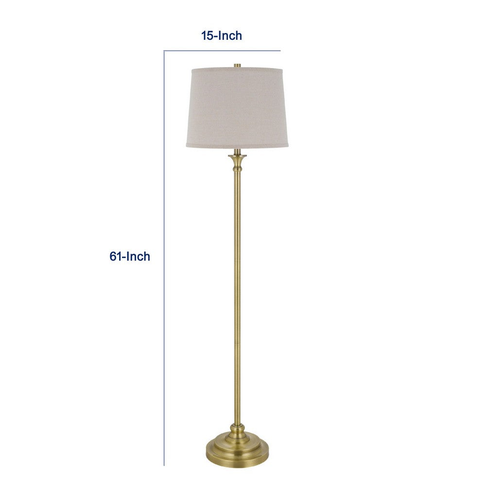Floor Lamp with Light Gray Hardback Linen Shade | 61" Antique Brass