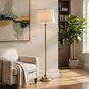 Floor Lamp with Light Gray Hardback Linen Shade | 61" Antique Brass