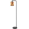 Tiffany Glass Floor Lamp with Adjustable Head | 58" Black | Natural Tones
