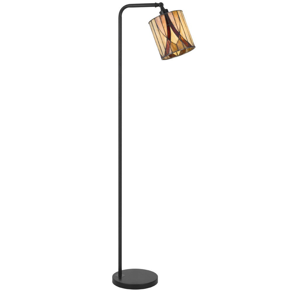 Tiffany Glass Floor Lamp with Adjustable Head | 58" Black | Natural Tones