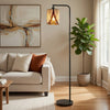 Tiffany Glass Floor Lamp with Adjustable Head | 58" Black | Natural Tones