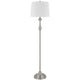 Floor Lamp with White Hardback Linen Shade | 61" Modern Brushed Steel