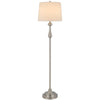 Floor Lamp with White Hardback Linen Shade | 61" Modern Brushed Steel