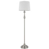 Floor Lamp with White Hardback Linen Shade | 61" Modern Brushed Steel