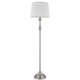 Floor Lamp with White Hardback Linen Shade | 61" Modern Brushed Steel