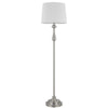 Floor Lamp with White Hardback Linen Shade | 61" Modern Brushed Steel