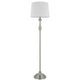 Floor Lamp with White Hardback Linen Shade | 61" Modern Brushed Steel
