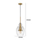 Pendant Light | Seeded Jar Glass Shade | Antique Brass Cone Center Accent