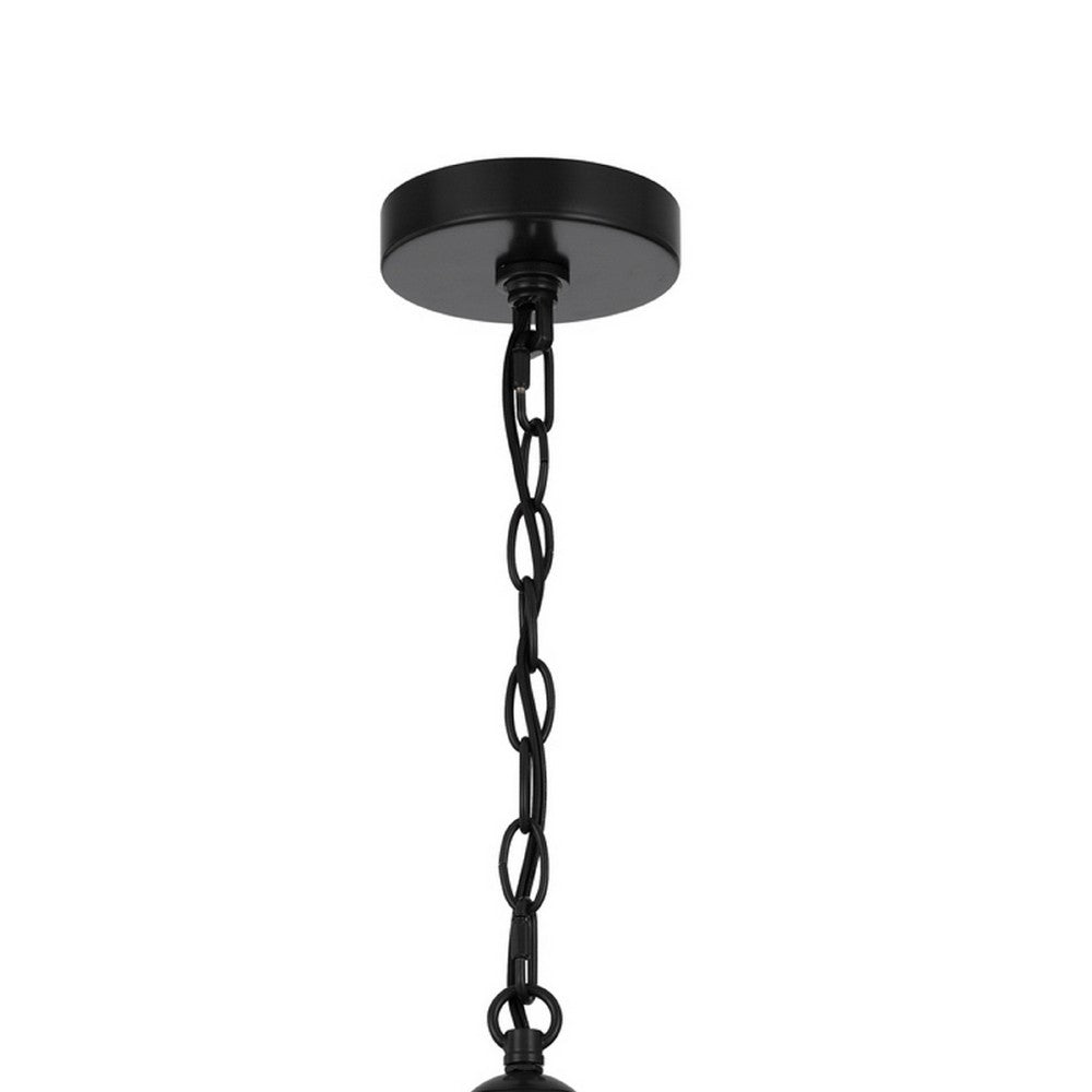 Pendant Light | Cylindric Caged Body with Braided Burlap Rope | Black Metal