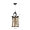 Pendant Light | Cylindric Caged Body with Braided Burlap Rope | Black Metal