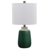 Table Lamp | Jar Body | Hardback Linen Shade | Dipped Garden Green Ceramic