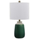 Table Lamp | Jar Body | Hardback Linen Shade | Dipped Garden Green Ceramic