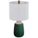 Table Lamp | Jar Body | Hardback Linen Shade | Dipped Garden Green Ceramic
