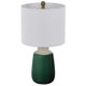 Table Lamp | Jar Body | Hardback Linen Shade | Dipped Garden Green Ceramic