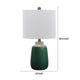 Table Lamp | Jar Body | Hardback Linen Shade | Dipped Garden Green Ceramic