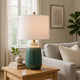 Table Lamp | Jar Body | Hardback Linen Shade | Dipped Garden Green Ceramic