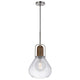 Pendant Light | Adjustable Height | Hand Blown Glass | Wood Accent | Silver